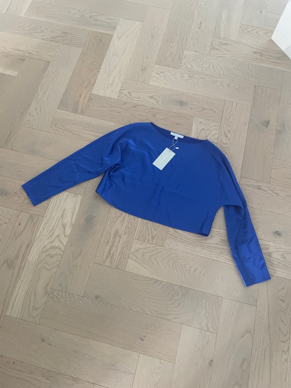 ANTONIO MELANI Royal Blue Long-Sleeve Cropped Top
